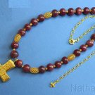 Ruby Vermeil Necklace w Artisan Handmade XIth Century Repro French Cross Pendant