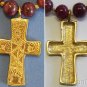 Ruby Vermeil Necklace w Artisan Handmade XIth Century Repro French Cross Pendant