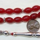 PRAYER WORRY BEADS GENUINE INDIAN RUBY & STERLING RARE OVAL CUT - COLLECTOR'S