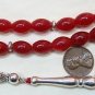 PRAYER WORRY BEADS GENUINE INDIAN RUBY & STERLING RARE OVAL CUT - COLLECTOR'S