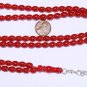 ISLAMIC PRAYER BEADS TESBIH 99 BEADS NATURAL RED JADE AND STERLING SILVER