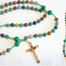 Catholic Rosary Bloodstone & Vermeil with Vintage Cross and St. Therese Center