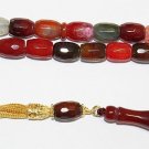LUXURY PRAYER BEADS TESBIH FACETED BARREL CRACKLE MULTICOLOR AGATE & VERMEIL XXR