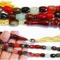 LUXURY PRAYER BEADS TESBIH FACETED BARREL CRACKLE MULTICOLOR AGATE & VERMEIL XXR