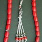 LUXURY PRAYER BEADS TESBIH KOMBOLOI RED CORAL BARREL BEADS AND STERLING SILVER
