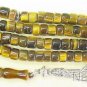 Islamic Prayer beads 99 small Barrel VR Carving Tiger Eyer & Sterling Collector