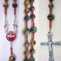 WEARABLE CATHOLIC ROSARY NECKLACE RAINBOW CALSILICA & SILVER *NEW CONCEPT*
