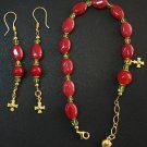 RUBY PERIDOT VERMEIL BRACELET ROSARY & ASSORTED EARRINGS - UNIQUE