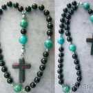 Anglican Rosary in a symphony of Greens: Goldstone, Amazonite & Bloodstone