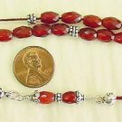 GREEK KOMBOLOI FACETED CARNELIAN & STERLING SILVER WORRY BEADS
