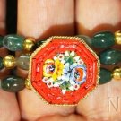 Unique Vintage Pristine Micromosaic Brooch & Bracelets in Bloodstone & Vermeil