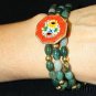 Unique Vintage Pristine Micromosaic Brooch & Bracelets in Bloodstone & Vermeil