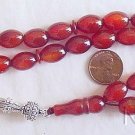 PRAYER WORRY BEADS TESBIH LARGE OVAL CARNELIAN & STERLING SILVER