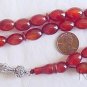 PRAYER WORRY BEADS TESBIH LARGE OVAL CARNELIAN & STERLING SILVER
