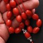 Greek Komboloi worry beads Red Marble & Sterling Silver