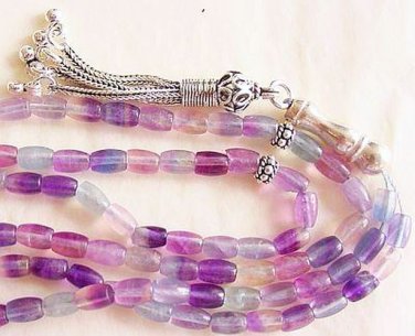Islamic Prayer Beads 99 FLUORITE and Sterling Silver
