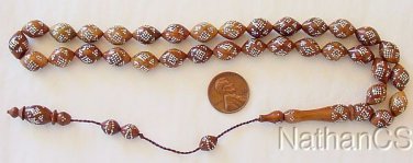 PRAYER WORRY BEADS GEBETSKETTE KUKA WITH FINE STERLING STUDDING RARE COLLECTOR