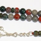 PRAYER WORRY BEADS GEBETSKETTE TESBIH AFRICAN BLOODSTONE & STERLING  SILVER