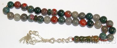 PRAYER WORRY BEADS GEBETSKETTE TESBIH AFRICAN BLOODSTONE & STERLING  SILVER