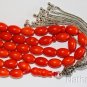 Islamic Prayer Beads 99 Dark Orange Coral & Sterling -Rare cut- Collector's