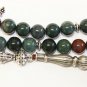 LUXURY PRAYER BEADS TESBIH BLOODSTONE ( HELIOTROPE) & STERLING - COLLECTOR'S