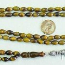ISLAMIC PRAYER BEADS GEBETSKETTE 99 OVAL TIGER EYE & STERLING SILVER