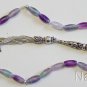 Prayer beads Tesbih oval Rainbow Fluorite & Sterling Silve Rare Cut Collector's