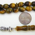 PRAYER WORRY BEADS SUBHA TESBIH OVAL TIGER EYE & STERLING SILVER