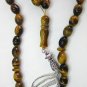 PRAYER WORRY BEADS SUBHA TESBIH OVAL TIGER EYE & STERLING SILVER