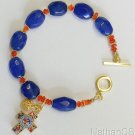 Anglican Rosary bracelet faceted genuine Sapphire Carnelian vermeil micromosaic
