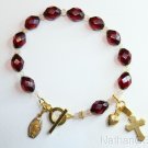 Catholic Rosary Bracelet Rare Diamond 1930' Cherry Bakelite & Vermeil TESTED XXR