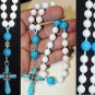ANGLICAN  EPISCOPAL ROSARY WHITE JADE TURQUOISE AND STERLING UNIQUE AND RARE