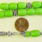 GREEK KOMBOLOI LIME TURQUOISE BARRELS AND STERLING SILVER - SELDOM SEEN