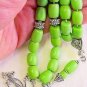 GREEK KOMBOLOI LIME TURQUOISE BARRELS AND STERLING SILVER - SELDOM SEEN