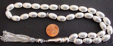 Prayer Beads Large Tesbih All Sterling Silver - Impressive and Heavy 2 Troy Oz.