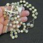 Edwardian Plain MOP & Sterling Silver Catholic Rosary, Impressive Sterling Cross
