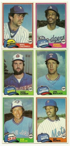 1981 Topps Baseball Uncut Sheet MIKE CALDWELL RAY BURRIS *