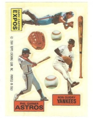 1984 Topps Rub Downs #11 Gary Carter / Phil Garner / Ron Guidry