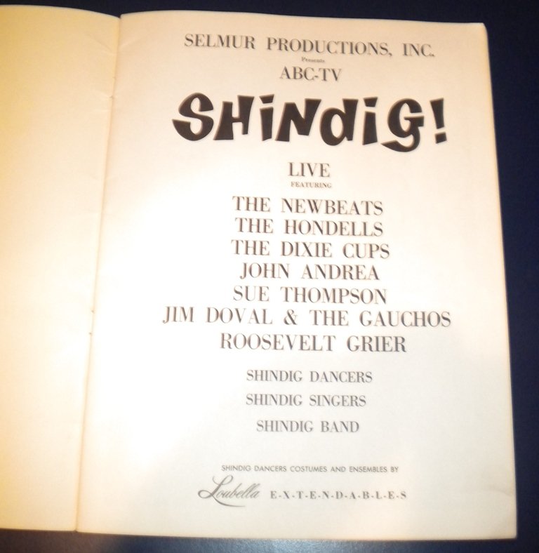 1960's ABC Shindig Show Program