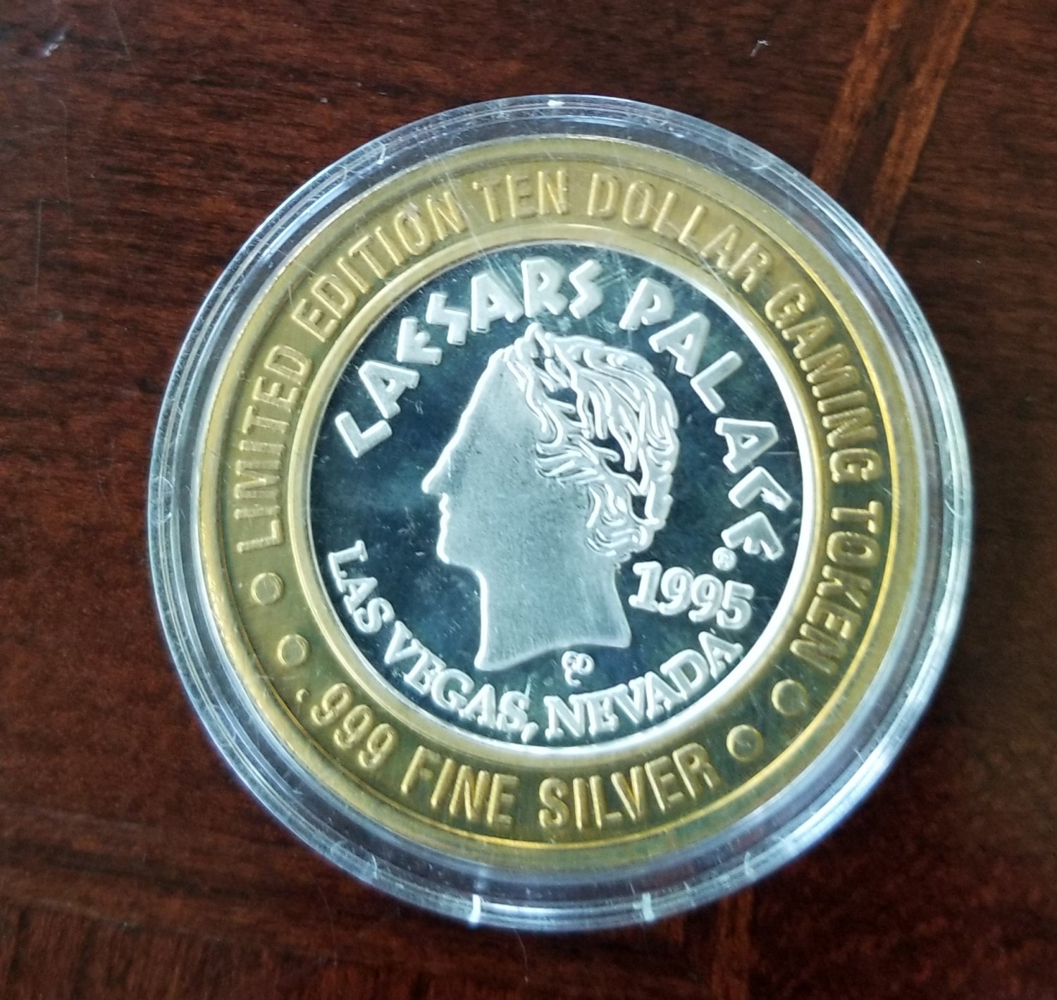 CAESARS PALACE 1995 LIMITED EDITION TEN DOLLAR .999 SILVER GAMING TOKEN