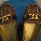 11 Woman Plaid Shoes W/ Gold Buckle