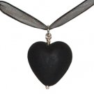 Black Velvet Heart Ribbon Necklace