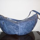 Sky Blue Leather Banana Hobo crossbody Handbag