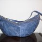 Sky Blue Leather Banana Hobo crossbody Handbag