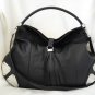 Black Hobo Leather Handbag, black patent detail