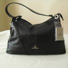 Chiarini- Black leather handbag with woven detail on front