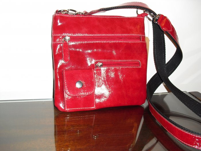 red patent crossbody bag