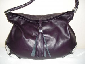 Purple Hobo Leather Handbag with metalic details