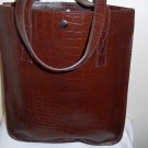 SofiSmart- Brown Croco embossed leather Tote