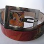 Floral Print leather belt